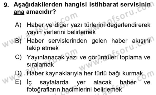 Haber Toplama Teknikleri Dersi 2021 - 2022 Yılı (Vize) Ara Sınav Soruları 9. Soru