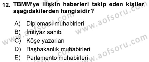 Haber Toplama Teknikleri Dersi 2021 - 2022 Yılı (Final) Dönem Sonu Sınav Soruları 12. Soru