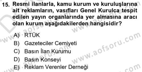 Haber Toplama Teknikleri Dersi 2021 - 2022 Yılı (Final) Dönem Sonu Sınav Soruları 15. Soru