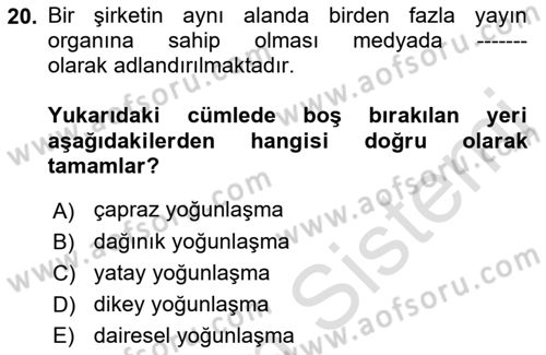 Haber Toplama Teknikleri Dersi 2021 - 2022 Yılı (Final) Dönem Sonu Sınav Soruları 20. Soru