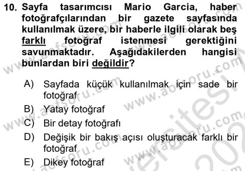 Haber Toplama Teknikleri Dersi 2021 - 2022 Yılı Yaz Okulu Sınav Soruları 10. Soru