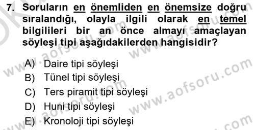 Haber Toplama Teknikleri Dersi 2021 - 2022 Yılı Yaz Okulu Sınav Soruları 7. Soru
