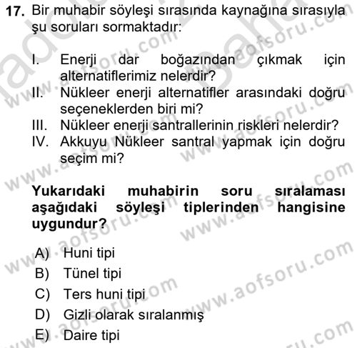 Haber Toplama Teknikleri Dersi 2023 - 2024 Yılı (Vize) Ara Sınav Soruları 17. Soru