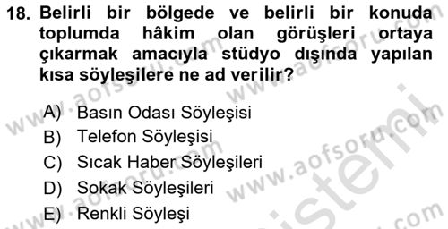 Haber Toplama Teknikleri Dersi 2023 - 2024 Yılı (Vize) Ara Sınav Soruları 18. Soru