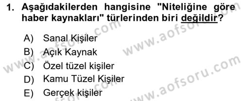Haber Toplama Teknikleri Dersi Dönem Sonu Sınavı Deneme Sınav Soruları 1. Soru