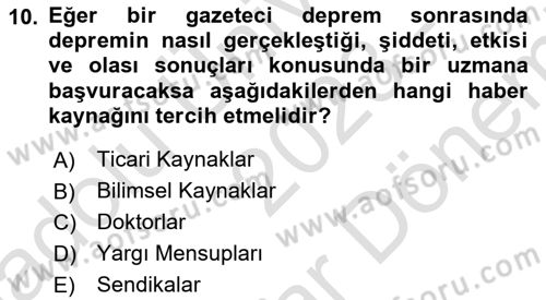 Haber Toplama Teknikleri Dersi 2023 - 2024 Yılı (Final) Dönem Sonu Sınav Soruları 10. Soru