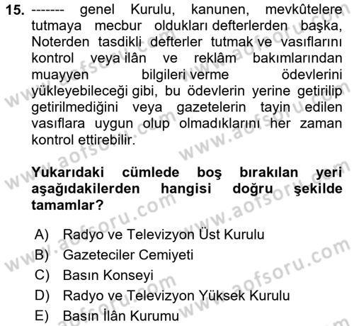 Haber Toplama Teknikleri Dersi 2023 - 2024 Yılı (Final) Dönem Sonu Sınav Soruları 15. Soru