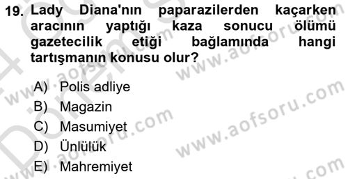 Haber Toplama Teknikleri Dersi 2023 - 2024 Yılı (Final) Dönem Sonu Sınav Soruları 19. Soru