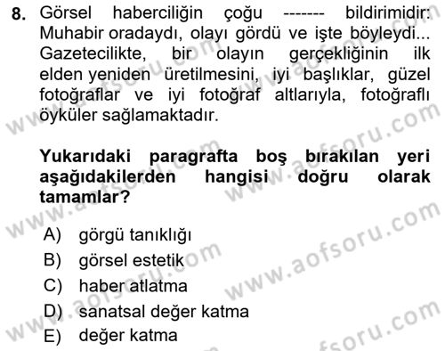 Haber Toplama Teknikleri Dersi 2023 - 2024 Yılı (Final) Dönem Sonu Sınav Soruları 8. Soru