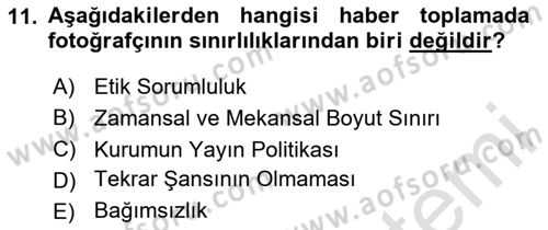 Haber Toplama Teknikleri Dersi 2023 - 2024 Yılı Yaz Okulu Sınav Soruları 11. Soru