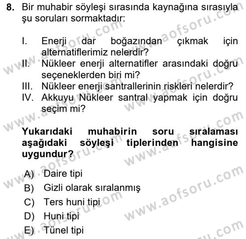 Haber Toplama Teknikleri Dersi 2023 - 2024 Yılı Yaz Okulu Sınav Soruları 8. Soru