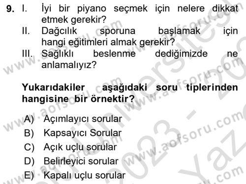 Haber Toplama Teknikleri Dersi 2023 - 2024 Yılı Yaz Okulu Sınav Soruları 9. Soru