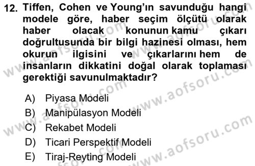 Haber Toplama Teknikleri Dersi 2024 - 2025 Yılı (Vize) Ara Sınav Soruları 12. Soru