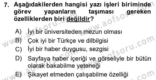 Haber Toplama Teknikleri Dersi 2024 - 2025 Yılı (Vize) Ara Sınav Soruları 7. Soru