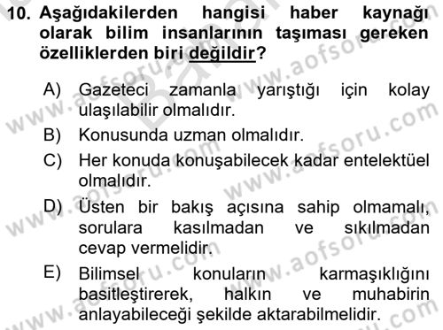 Haber Toplama Teknikleri Dersi 2024 - 2025 Yılı (Final) Dönem Sonu Sınav Soruları 10. Soru