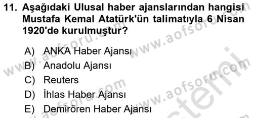 Haber Toplama Teknikleri Dersi 2024 - 2025 Yılı (Final) Dönem Sonu Sınav Soruları 11. Soru