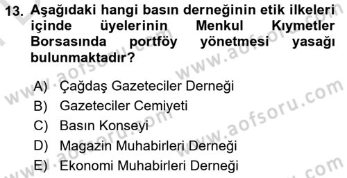 Haber Toplama Teknikleri Dersi 2024 - 2025 Yılı (Final) Dönem Sonu Sınav Soruları 13. Soru