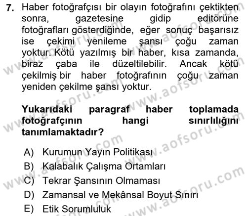 Haber Toplama Teknikleri Dersi 2024 - 2025 Yılı (Final) Dönem Sonu Sınav Soruları 7. Soru