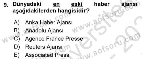 Haber Toplama Teknikleri Dersi 2024 - 2025 Yılı (Final) Dönem Sonu Sınav Soruları 9. Soru