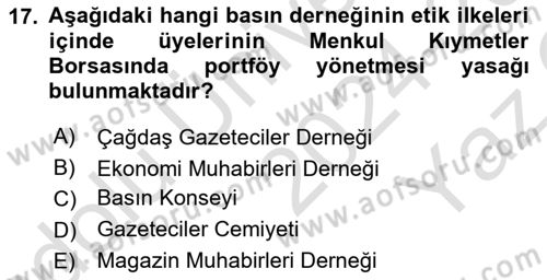 Haber Toplama Teknikleri Dersi 2024 - 2025 Yılı Yaz Okulu Sınav Soruları 17. Soru