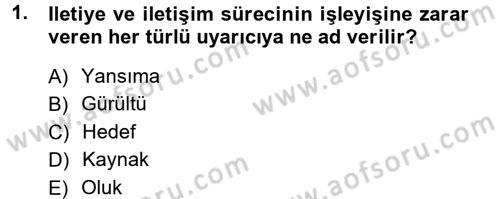 Medya ve İletişim Dersi 2012 - 2013 Yılı (Vize) Ara Sınav Soruları 1. Soru
