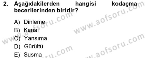 Medya ve İletişim Dersi Ara Sınavı Deneme Sınav Soruları 2. Soru