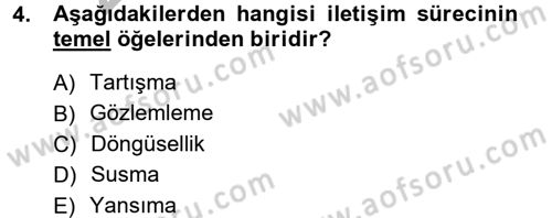 Medya ve İletişim Dersi Ara Sınavı Deneme Sınav Soruları 4. Soru