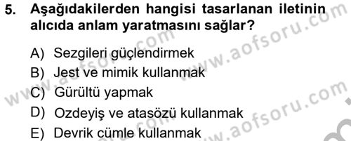 Medya ve İletişim Dersi Ara Sınavı Deneme Sınav Soruları 5. Soru