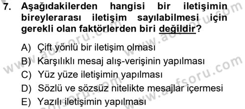 Medya ve İletişim Dersi 2012 - 2013 Yılı (Vize) Ara Sınav Soruları 7. Soru