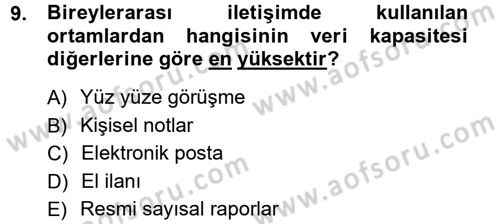 Medya ve İletişim Dersi Ara Sınavı Deneme Sınav Soruları 9. Soru
