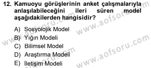 Medya ve İletişim Dersi 2012 - 2013 Yılı (Final) Dönem Sonu Sınav Soruları 12. Soru