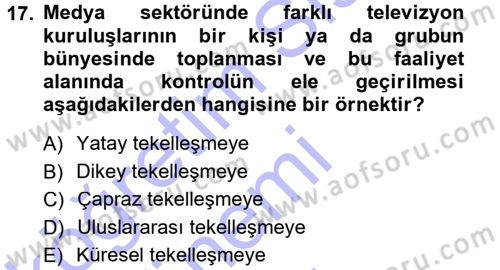 Medya ve İletişim Dersi 2012 - 2013 Yılı (Final) Dönem Sonu Sınav Soruları 17. Soru