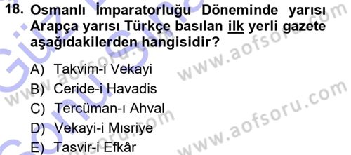 Medya ve İletişim Dersi 2012 - 2013 Yılı (Final) Dönem Sonu Sınav Soruları 18. Soru