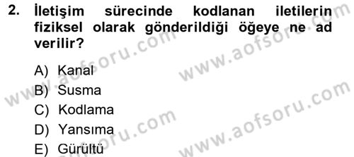 Medya ve İletişim Dersi 2012 - 2013 Yılı (Final) Dönem Sonu Sınav Soruları 2. Soru