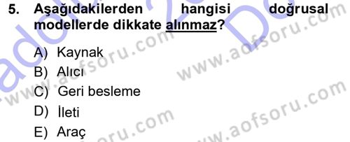 Medya ve İletişim Dersi 2012 - 2013 Yılı (Final) Dönem Sonu Sınav Soruları 5. Soru