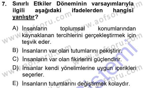 Medya ve İletişim Dersi 2012 - 2013 Yılı (Final) Dönem Sonu Sınav Soruları 7. Soru