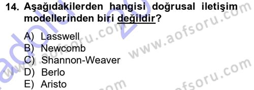 Medya ve İletişim Dersi Ara Sınavı Deneme Sınav Soruları 14. Soru