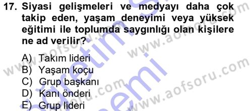 Medya ve İletişim Dersi 2013 - 2014 Yılı (Vize) Ara Sınav Soruları 17. Soru
