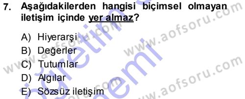 Medya ve İletişim Dersi 2013 - 2014 Yılı (Vize) Ara Sınav Soruları 7. Soru