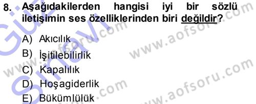 Medya ve İletişim Dersi Ara Sınavı Deneme Sınav Soruları 8. Soru