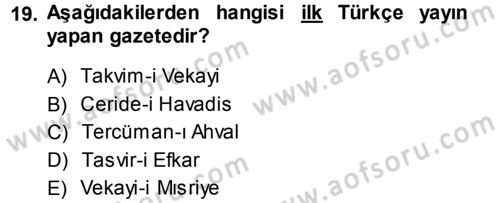 Medya ve İletişim Dersi 2013 - 2014 Yılı (Final) Dönem Sonu Sınav Soruları 19. Soru