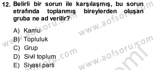 Medya ve İletişim Dersi 2013 - 2014 Yılı Tek Ders Sınav Soruları 12. Soru