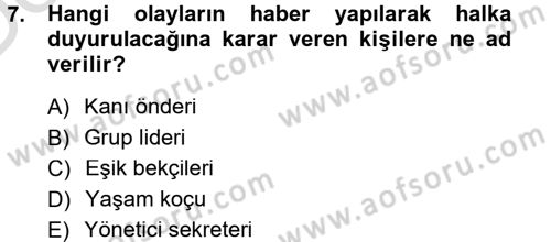 Medya ve İletişim Dersi 2013 - 2014 Yılı Tek Ders Sınav Soruları 7. Soru