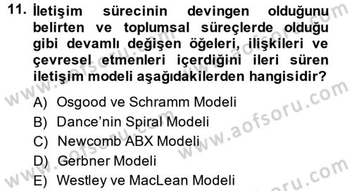 Medya ve İletişim Dersi Ara Sınavı Deneme Sınav Soruları 11. Soru