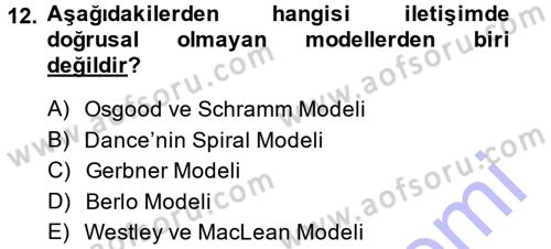 Medya ve İletişim Dersi Ara Sınavı Deneme Sınav Soruları 12. Soru