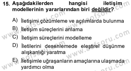 Medya ve İletişim Dersi Ara Sınavı Deneme Sınav Soruları 15. Soru