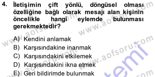 Medya ve İletişim Dersi 2014 - 2015 Yılı (Vize) Ara Sınav Soruları 4. Soru