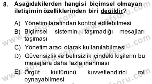 Medya ve İletişim Dersi 2014 - 2015 Yılı (Vize) Ara Sınav Soruları 8. Soru
