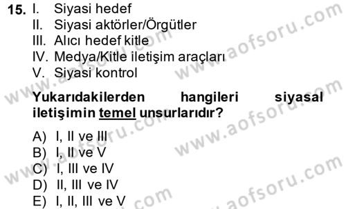 Medya ve İletişim Dersi 2014 - 2015 Yılı (Final) Dönem Sonu Sınav Soruları 15. Soru
