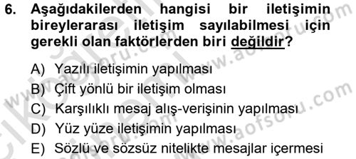 Medya ve İletişim Dersi 2014 - 2015 Yılı Tek Ders Sınav Soruları 6. Soru